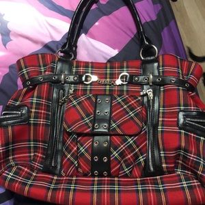 Red plaid purse